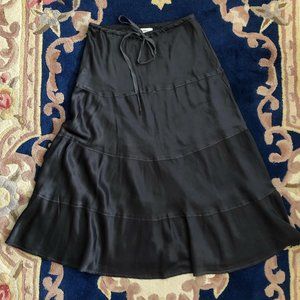 Satin tiered midi skirt